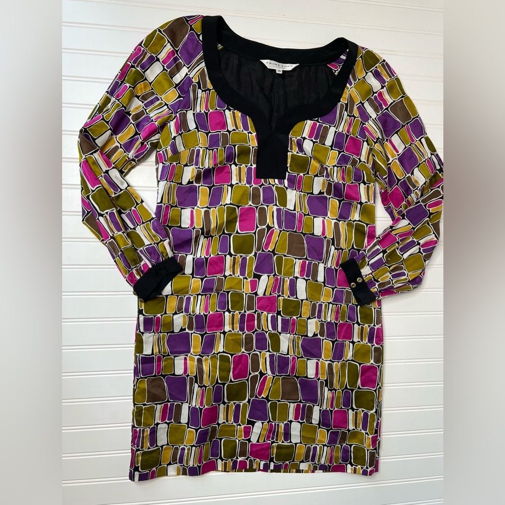 Trina Turk Multicolor Geometric Silk Mini Dress